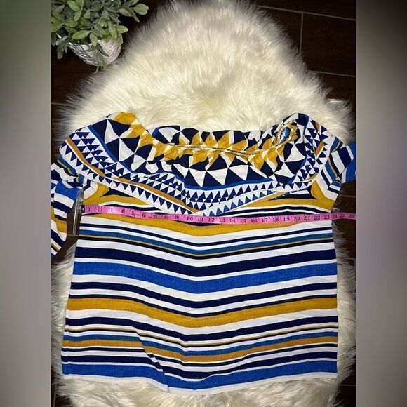 Chico’s Graphic Off-The-Shoulder Top sz XL - Picture 7 of 8